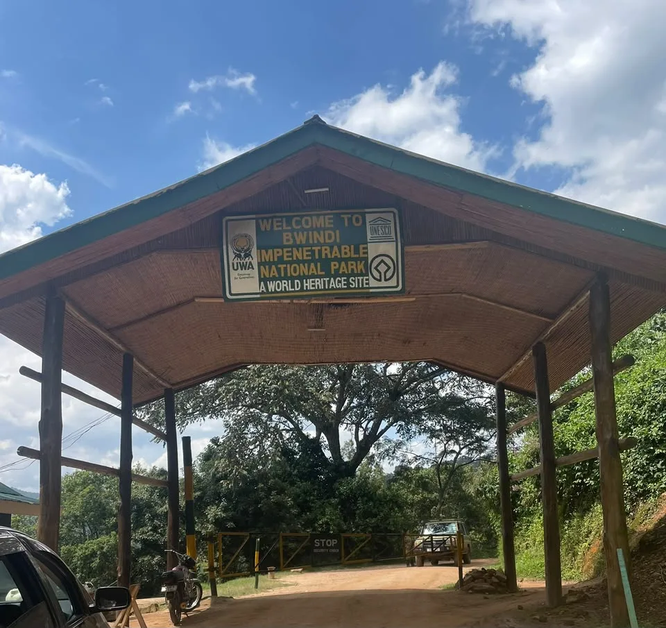 Entrance sign at Bwindi Impenetrable National Park, Uganda