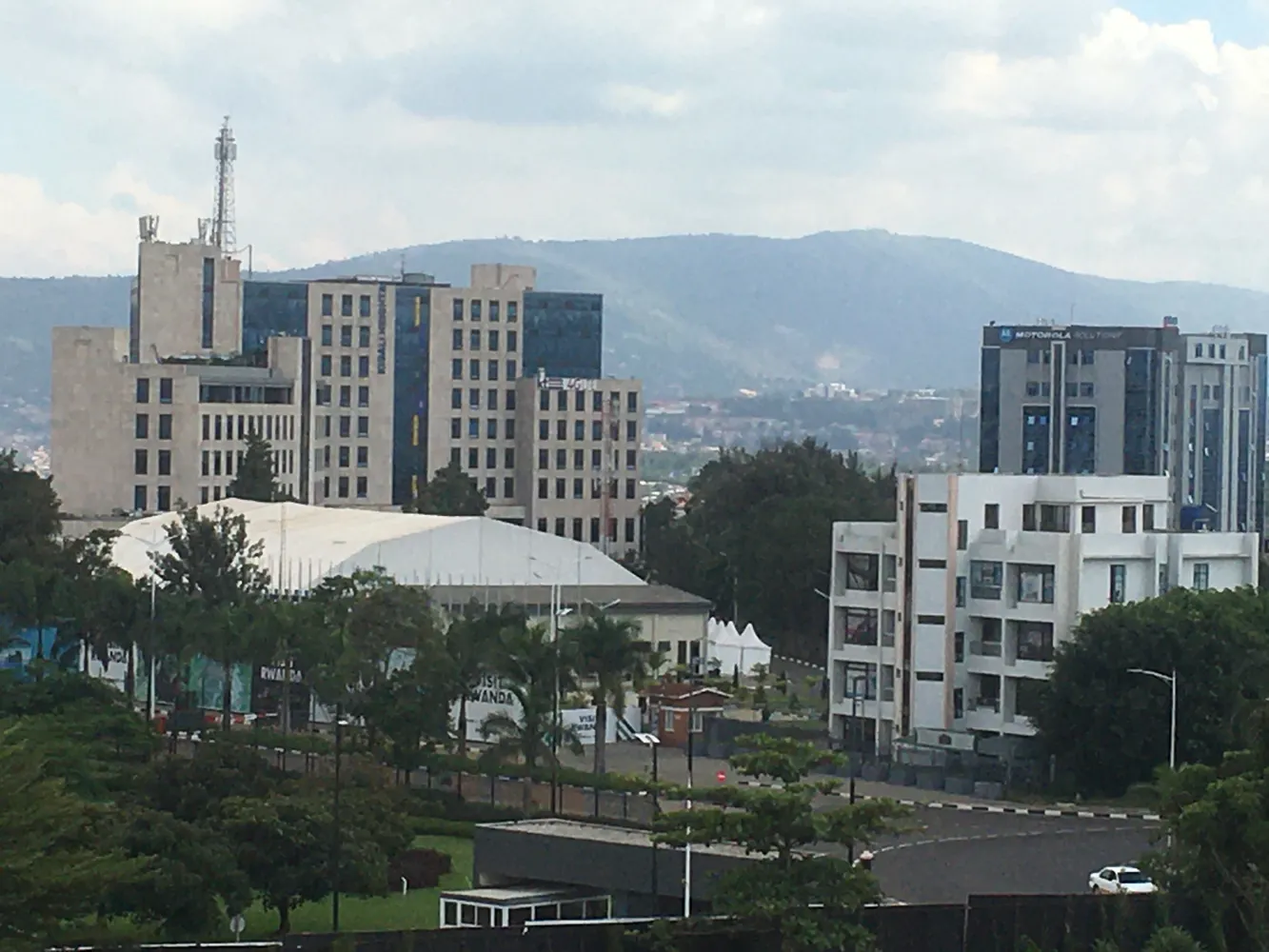 Kigali city buildings and green hills